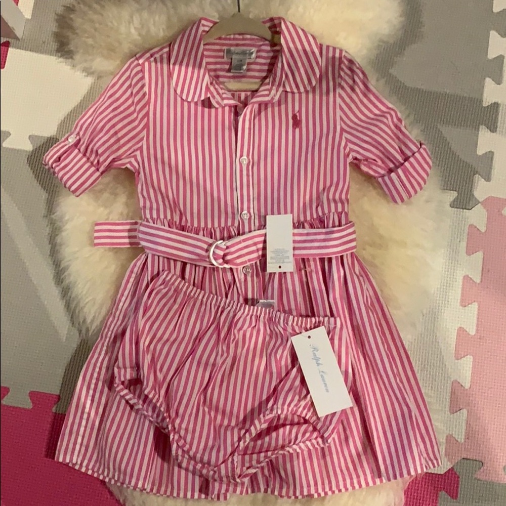 Ralph Lauren baby Girl dress pink stripes